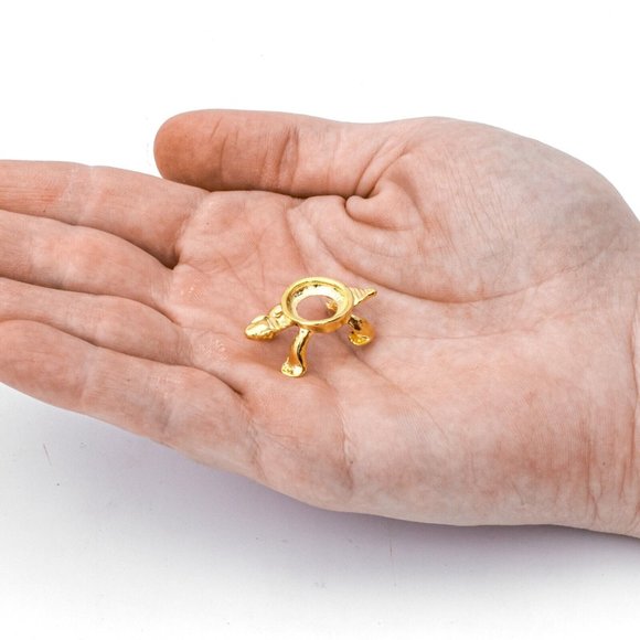 Mini Gold Tone Turtle Display Stand Gemstone Eggs Spheres Marbles Ball Holders - Picture 4 of 10